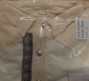 POL Cream Shirt with Floral Accent